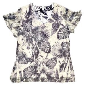 Dressbarn Women's 1X V-Neck Blouse Lace Overlay Floral Print‎ Rhinestones Fairy